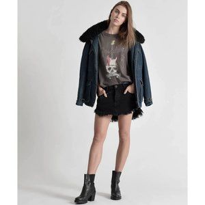 NWT ONE TEASPOON 4040 Denim Mini Skirt Sz 28 Black Oak Studded Jean Skirt NEW